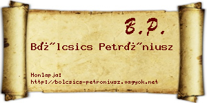 Bölcsics Petróniusz névjegykártya
